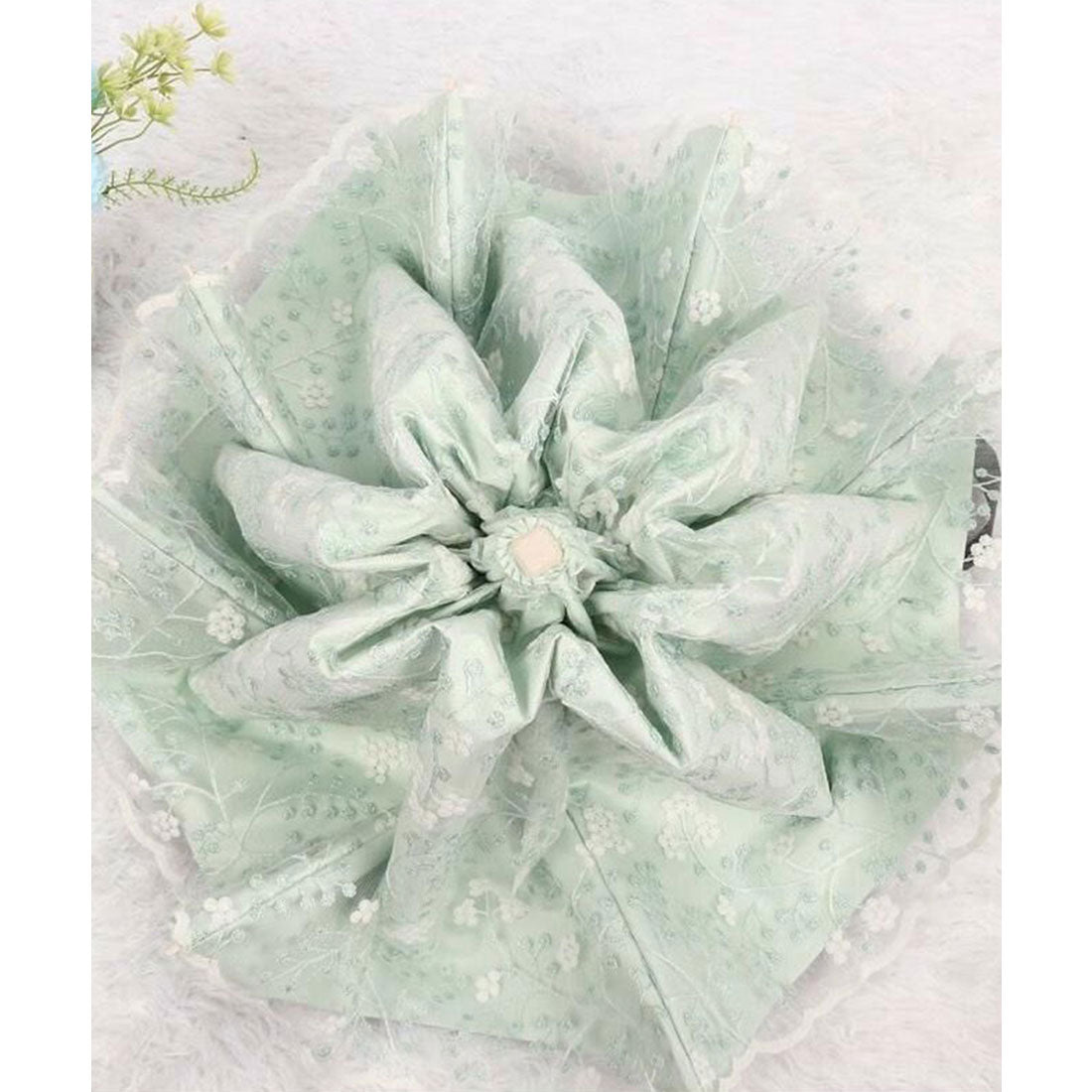 レースレディース Lace Ladies 晴雨兼用 小花柄 刺繍 レース レイヤード 折りたたみ傘 （ベージュ） ベージュ