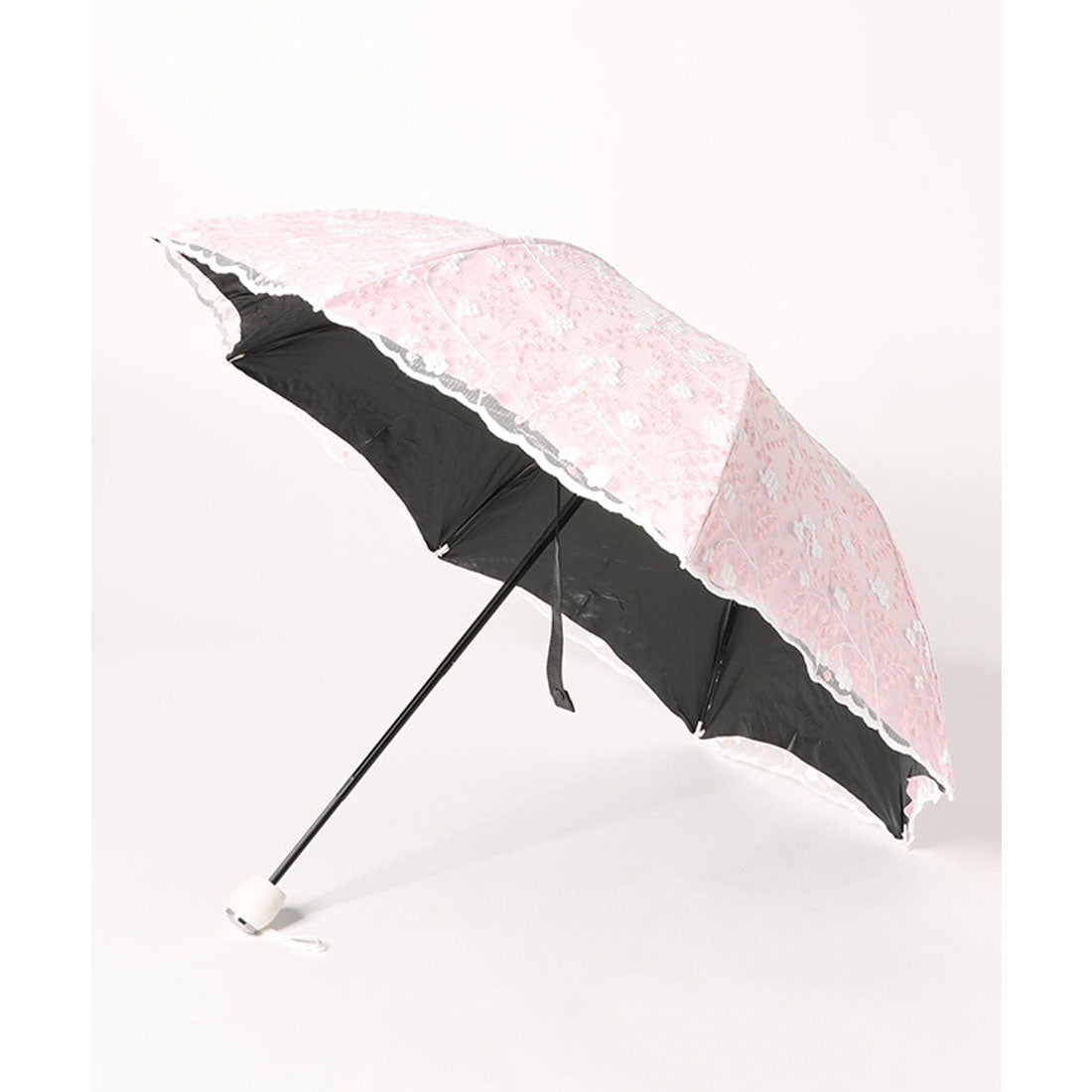 レースレディース Lace Ladies 晴雨兼用 小花柄 刺繍 レース レイヤード 折りたたみ傘 （ベージュ） ベージュ
