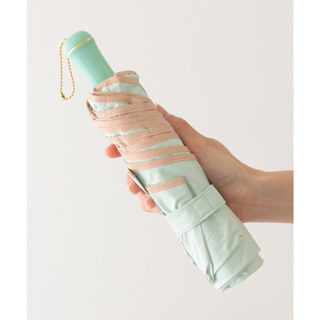 レースレディース Lace Ladies 晴雨兼用 配色 ライン ストレート ハンドル 折りたたみ傘 （グリーン） グリーン