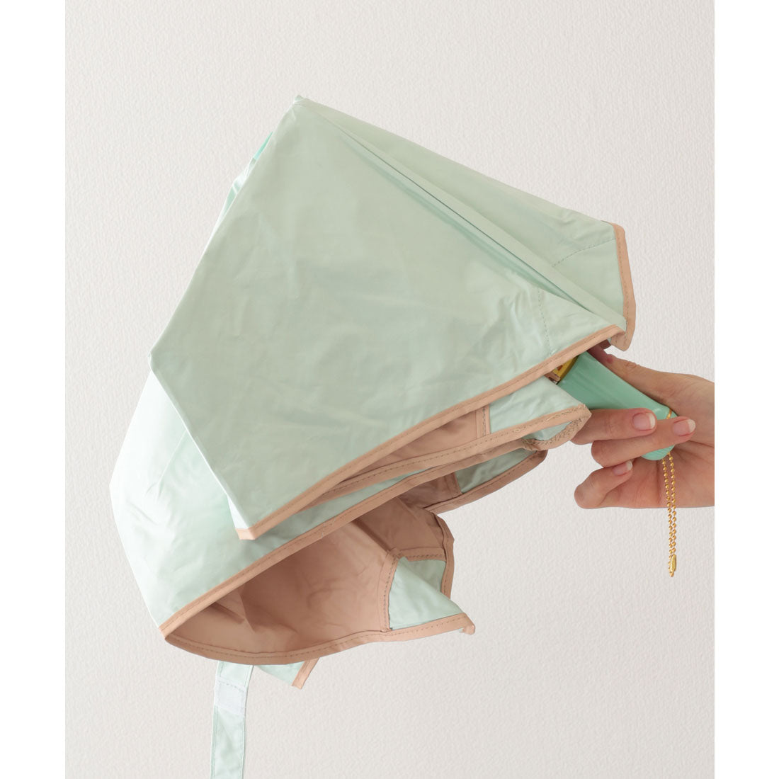 レースレディース Lace Ladies 晴雨兼用 配色 ライン ストレート ハンドル 折りたたみ傘 （グリーン） グリーン