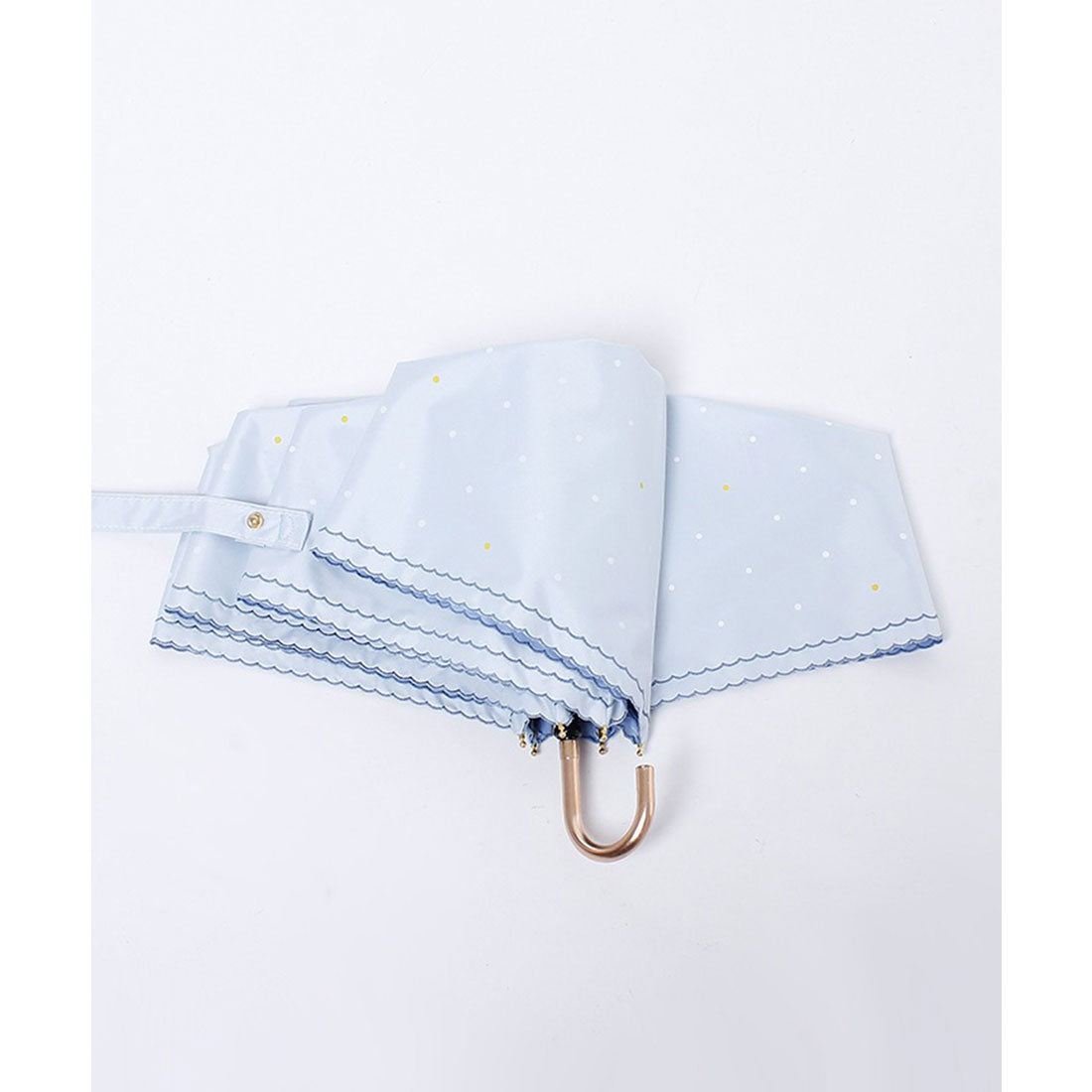 レースレディース Lace Ladies ダブル スカラップ ドット柄 三つ折り 折りたたみ傘 （ネイビー） ネイビー