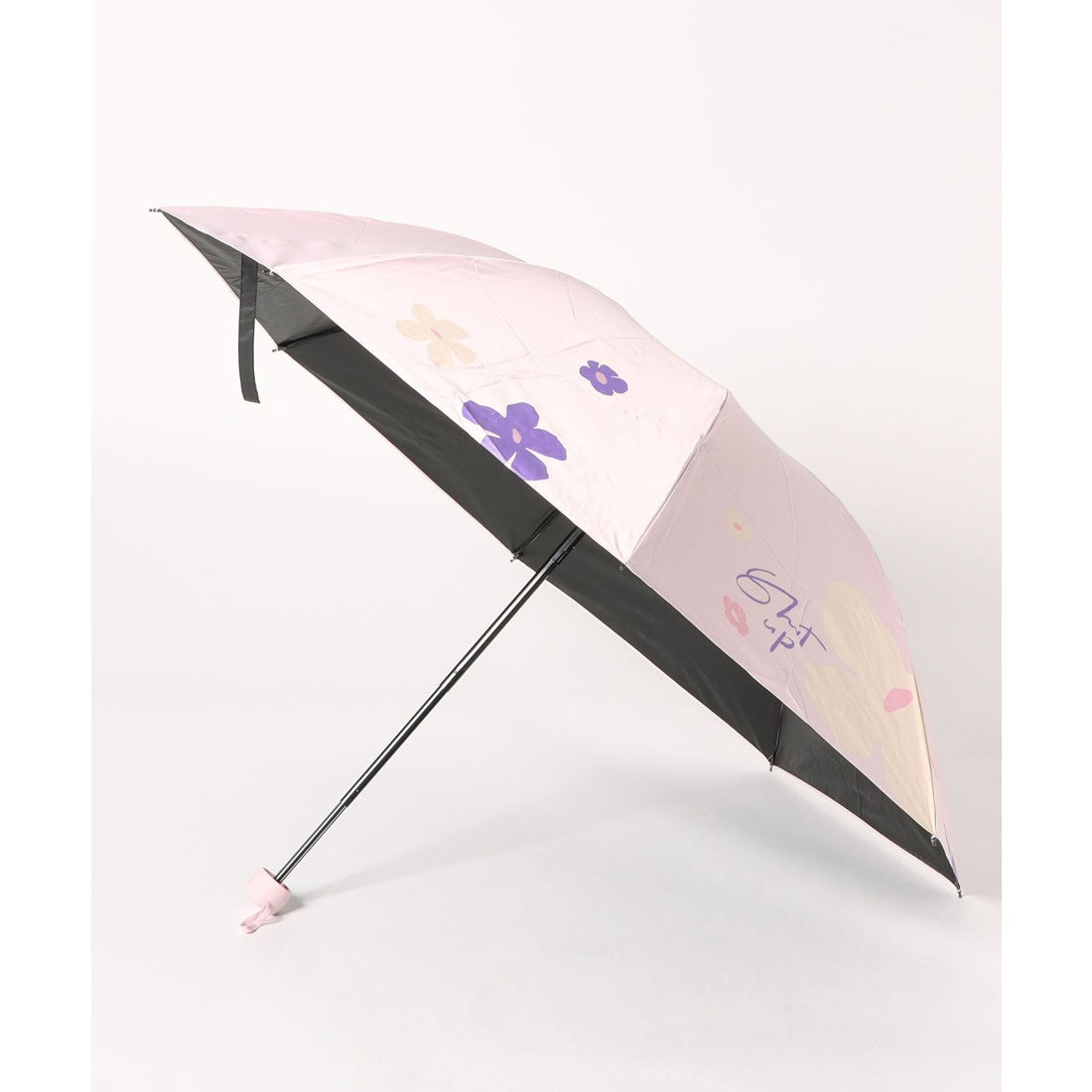 レースレディース Lace Ladies 晴雨兼用 配色 フラワー コンパクト 折りたたみ傘 （パープル） パープル