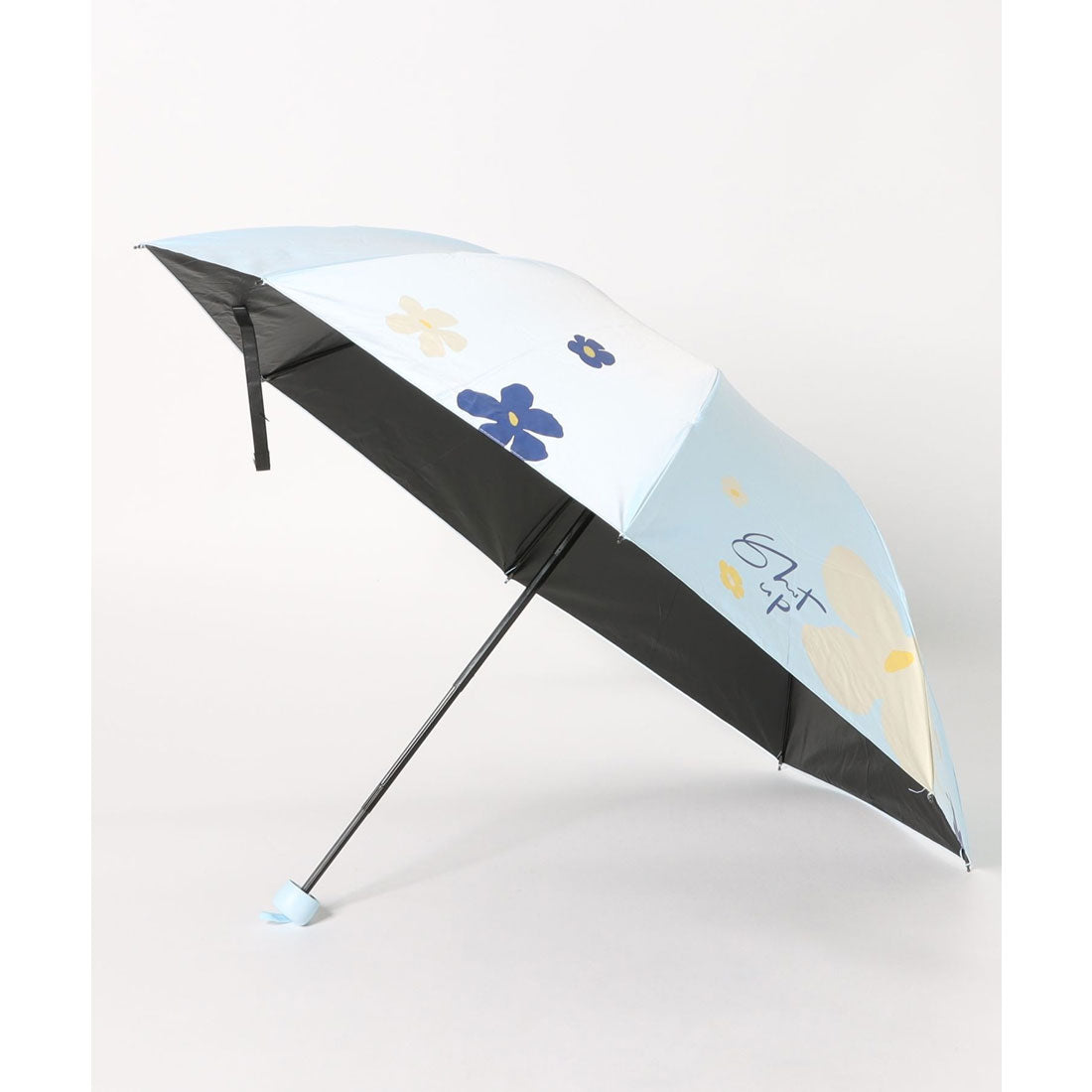 レースレディース Lace Ladies 晴雨兼用 配色 フラワー コンパクト 折りたたみ傘 （パープル） パープル