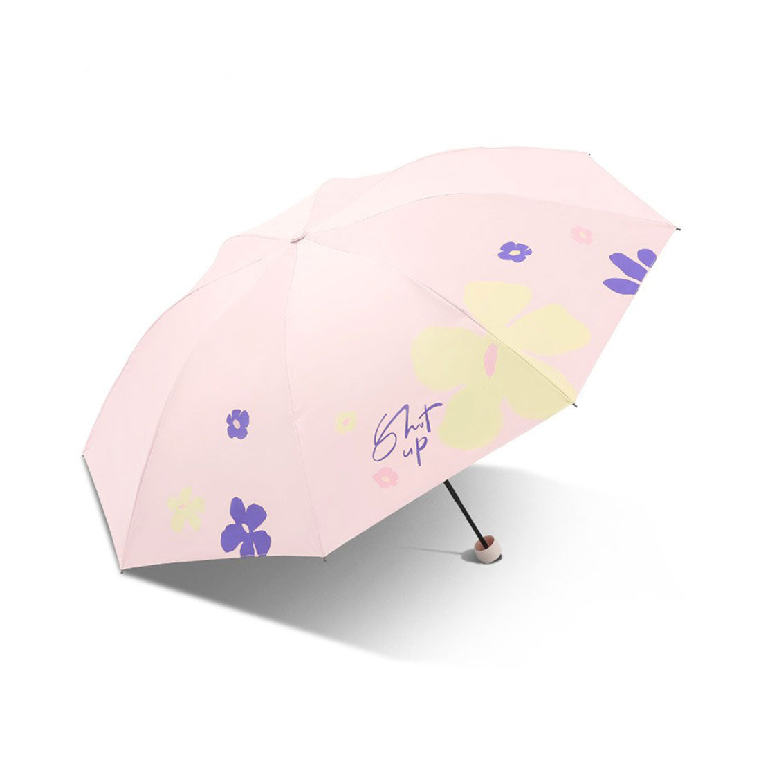 レースレディース Lace Ladies 晴雨兼用 配色 フラワー コンパクト 折りたたみ傘 （パープル） パープル