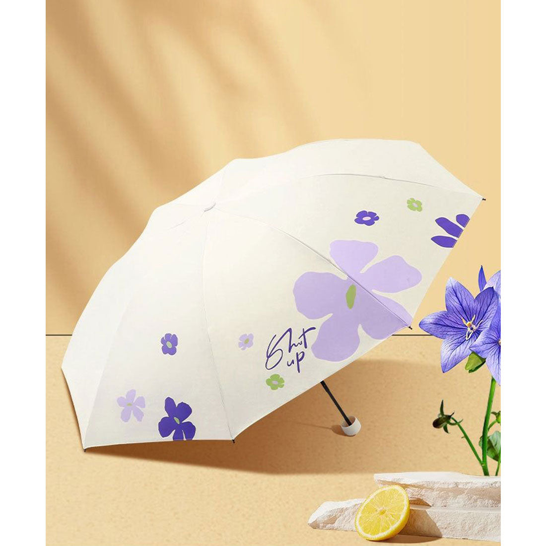 レースレディース Lace Ladies 晴雨兼用 配色 フラワー コンパクト 折りたたみ傘 （パープル） パープル