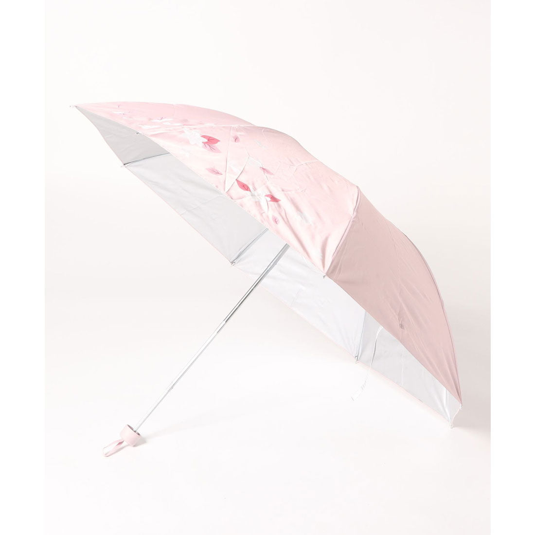 レースレディース Lace Ladies 晴雨兼用 ボタニカル柄 シルキー コンパクト 折りたたみ傘 （ネイビー） ネイビー