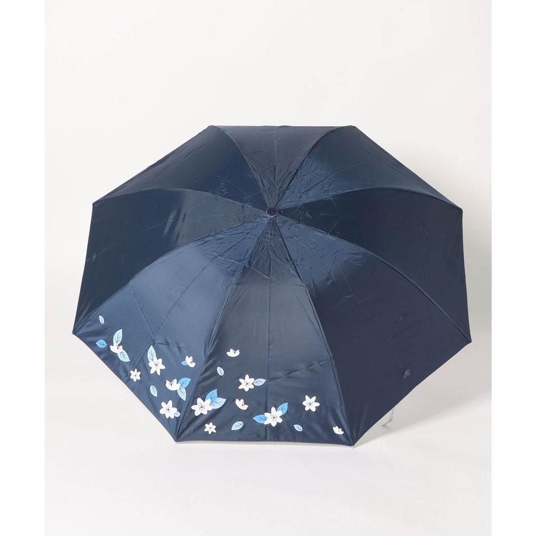 レースレディース Lace Ladies 晴雨兼用 ボタニカル柄 シルキー コンパクト 折りたたみ傘 （ネイビー） ネイビー