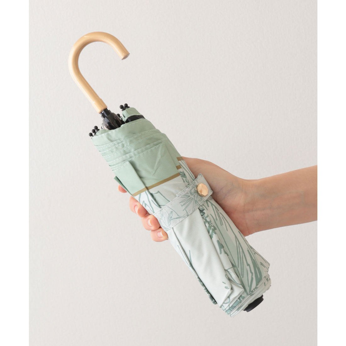 レースレディース Lace Ladies 晴雨兼用 ボタニカル柄 メタリック ハンドル 折りたたみ傘 （ブルー） ブルー