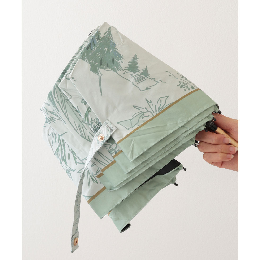 レースレディース Lace Ladies 晴雨兼用 ボタニカル柄 メタリック ハンドル 折りたたみ傘 （ブルー） ブルー