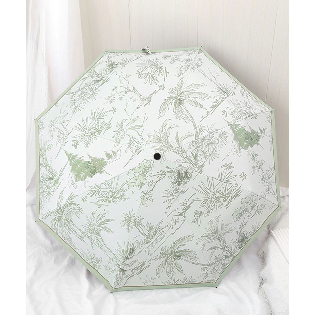 レースレディース Lace Ladies 晴雨兼用 ボタニカル柄 メタリック ハンドル 折りたたみ傘 （ブルー） ブルー