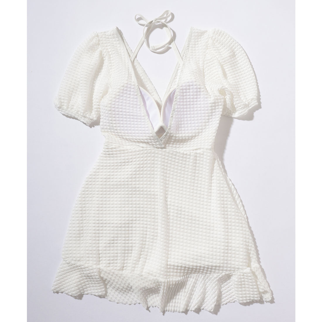 レースレディース Lace Ladies カシュクール ビキニ 一体型 パフスリーブ ワンピース 水着 （ブラック） ブラック