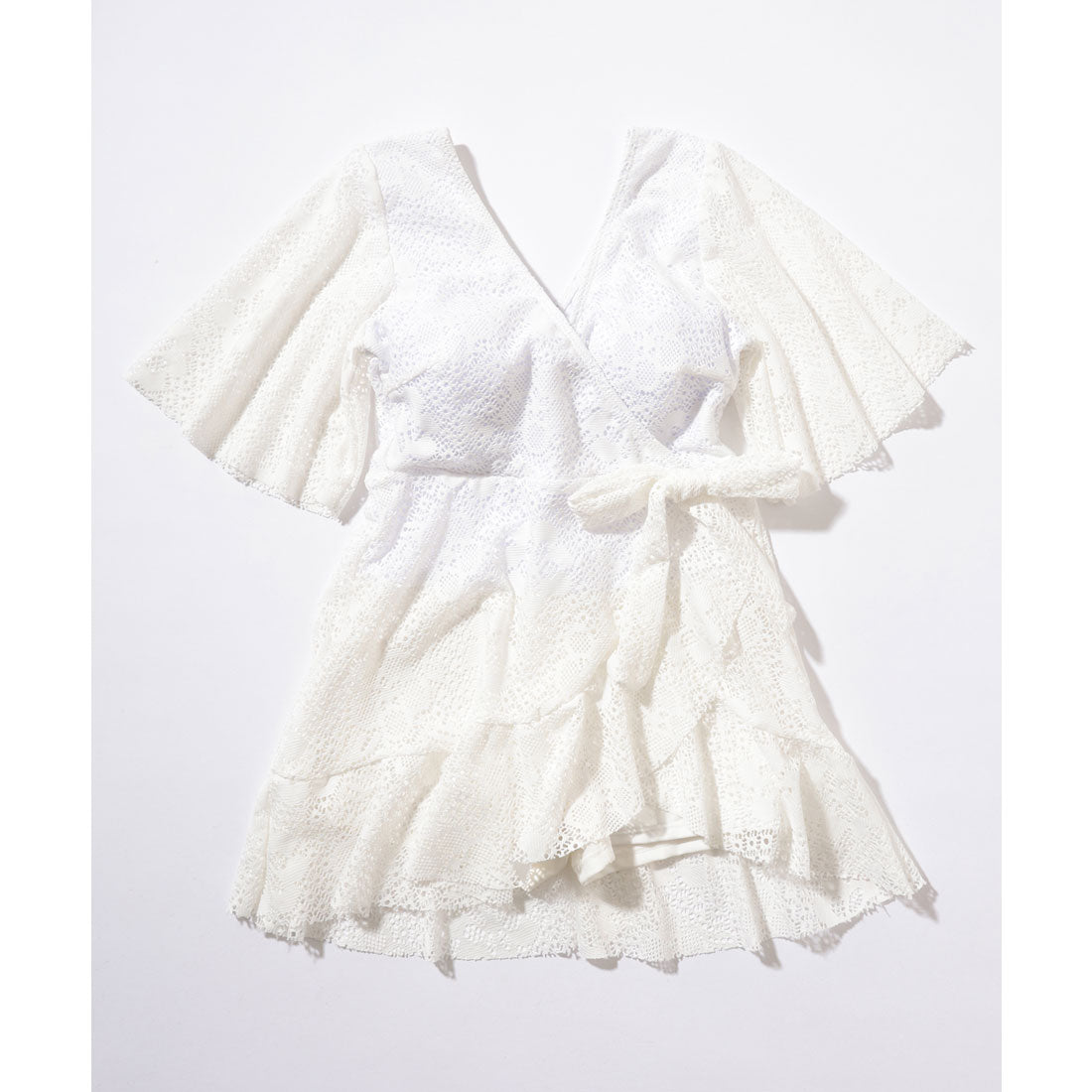 レースレディース Lace Ladies レース カシュクール 半袖 ワンピース 水着 （ホワイト） ホワイト