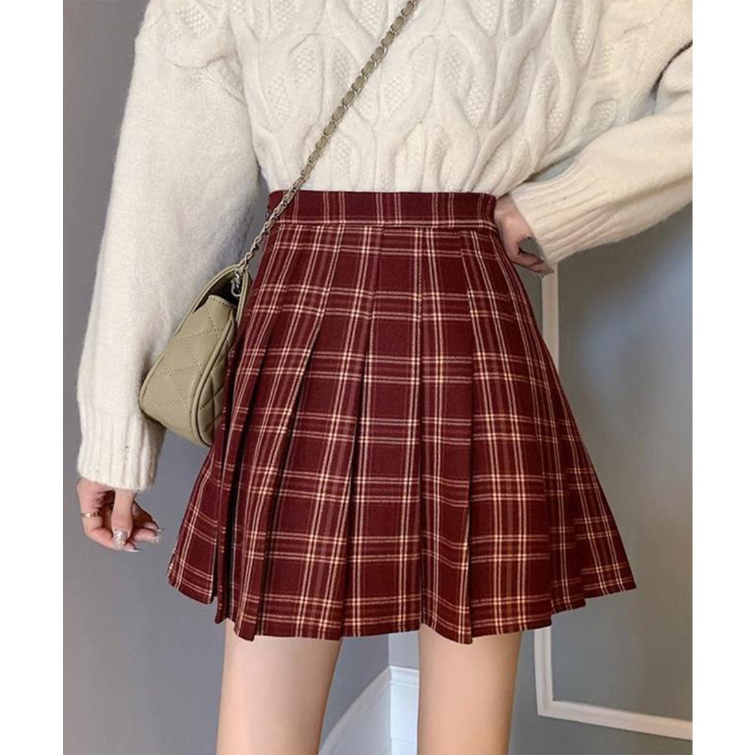 スカート Roving check box pleated skirt Mmeeme Roving check box pleated skirt(eme10726) – M me eme