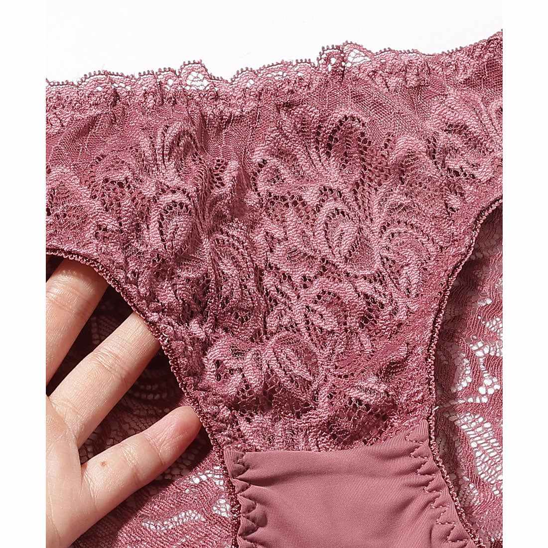 レースレディース Lace Ladies エレガント レース レイヤード ブラジャー&ショーツ セット （レッド） レッド