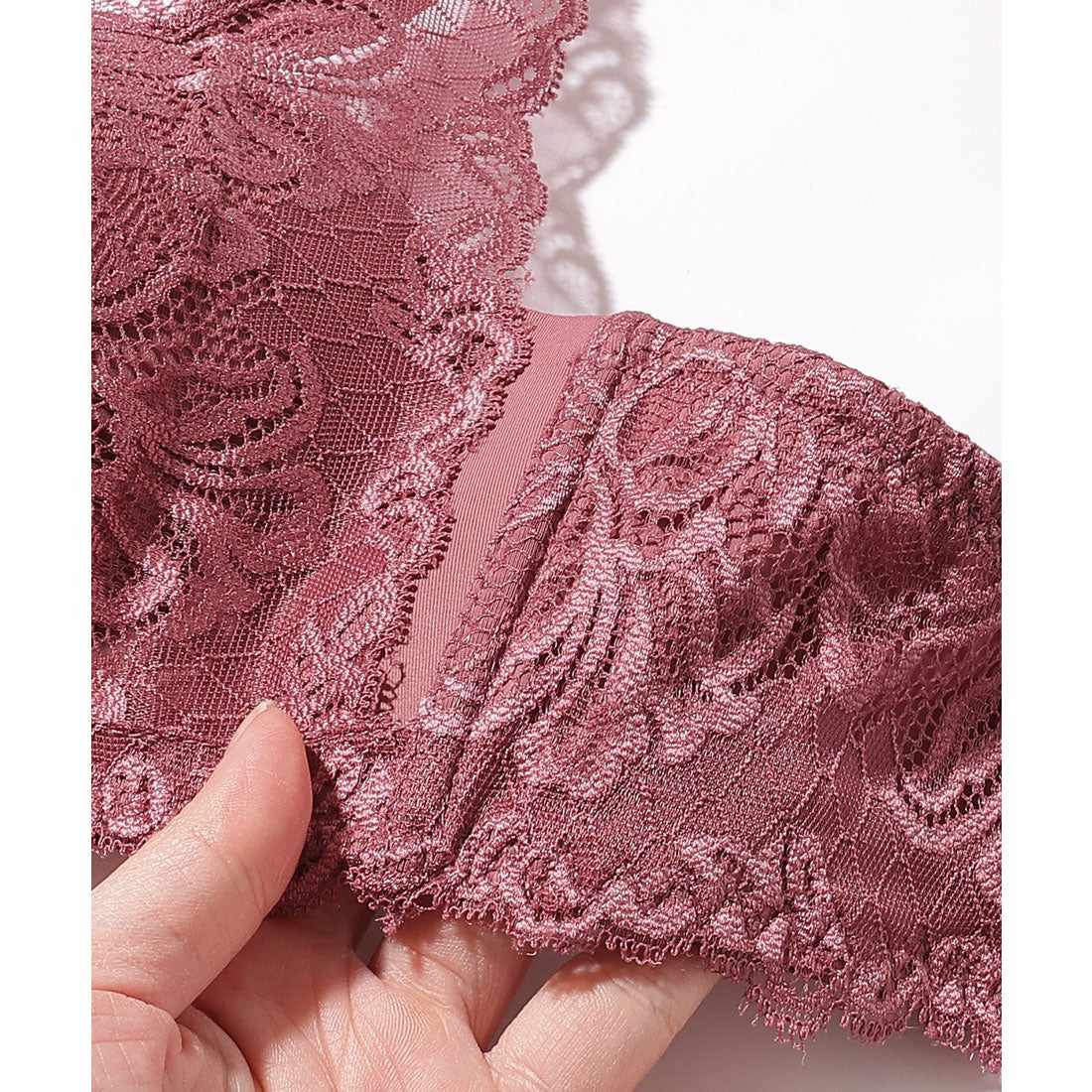 レースレディース Lace Ladies エレガント レース レイヤード ブラジャー&ショーツ セット （レッド） レッド