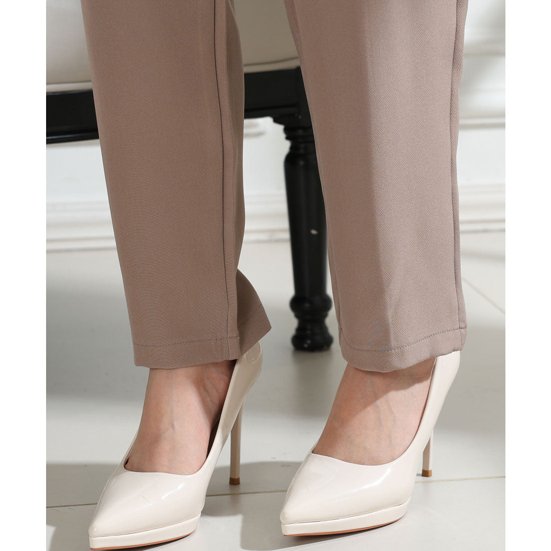 レースレディース Lace Ladies スタンドカラー ボウタイリボン ペプラム ドッキング セットアップ （ネイビー） ネイビー