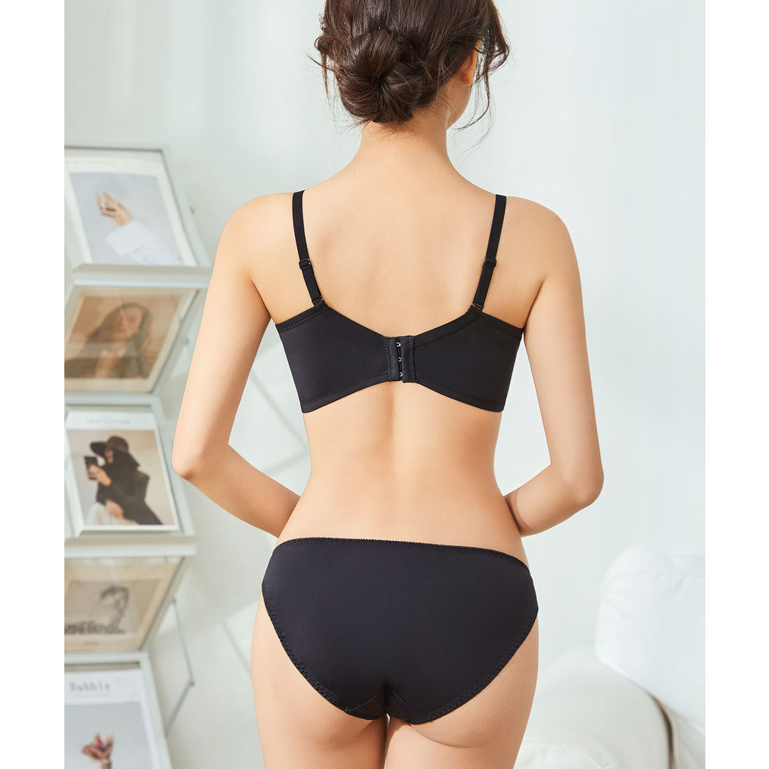 レースレディース Lace Ladies チュール ドッキング フレンチ レース ブラジャー&ショーツ セット （ブラック） ブラック