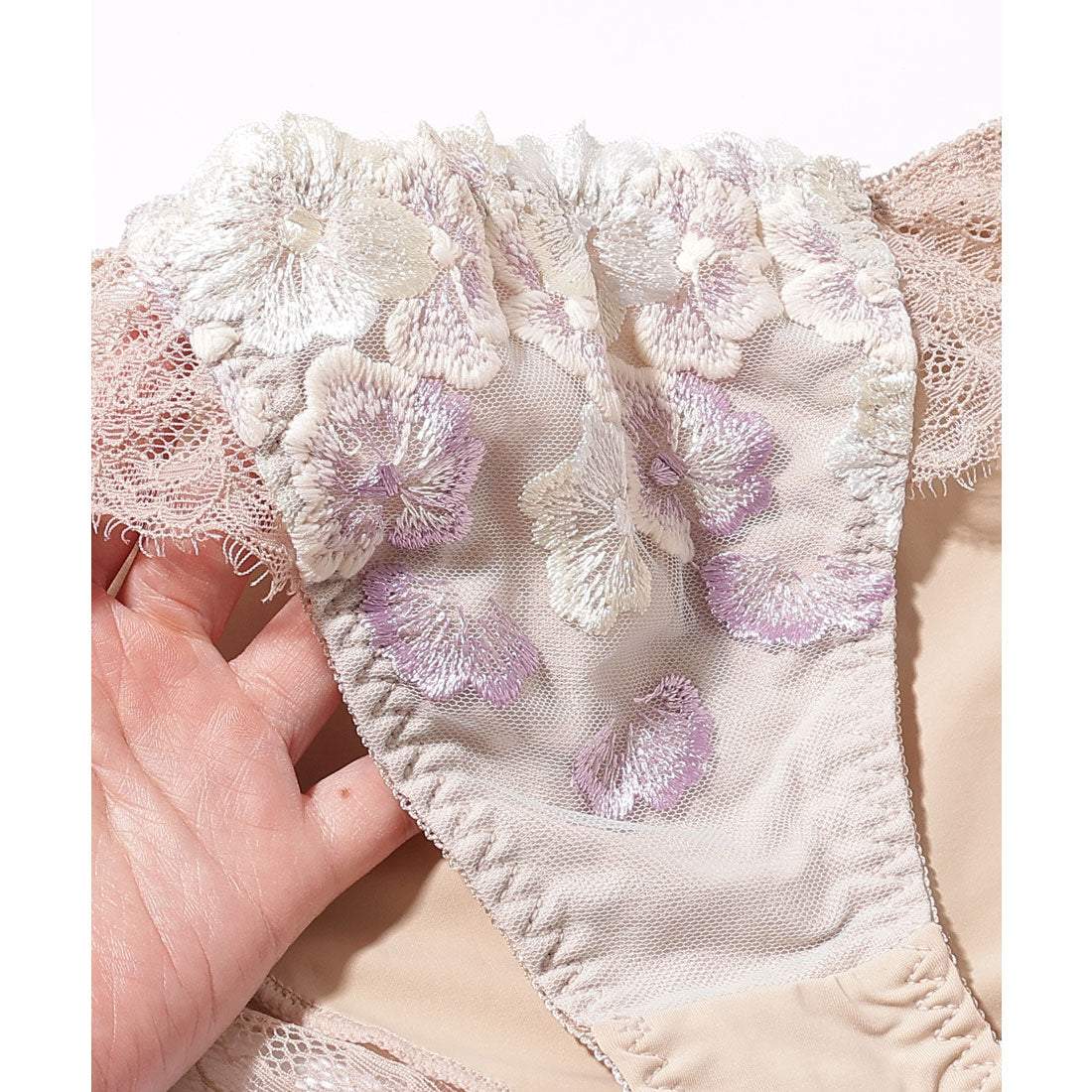 レースレディース Lace Ladies ロマンチック フラワー レース ブラジャー&ショーツ セット【返品不可商品】 （ラベンダー） ラベンダー