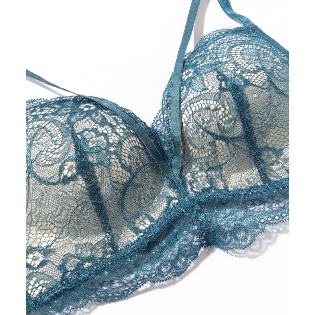 レースレディース Lace Ladies 【2点セット】ボタニカル レース ストラップ ブラジャー&ショーツ （ブラック） ブラック