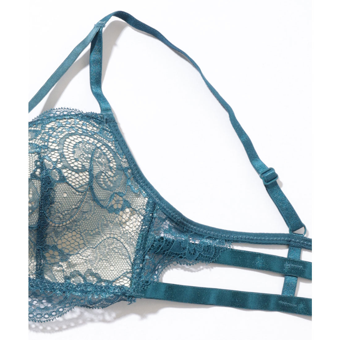 レースレディース Lace Ladies 【2点セット】ボタニカル レース ストラップ ブラジャー&ショーツ （ブラック） ブラック