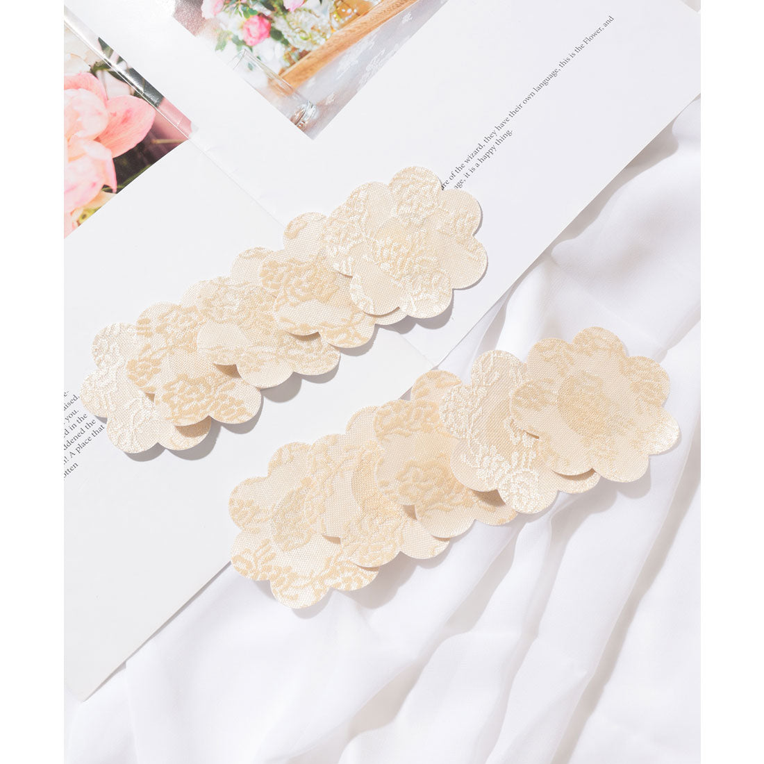 レースレディース Lace Ladies 【5組セット】花柄 ニップレス パッチ （A.ベージュ） A.ベージュ