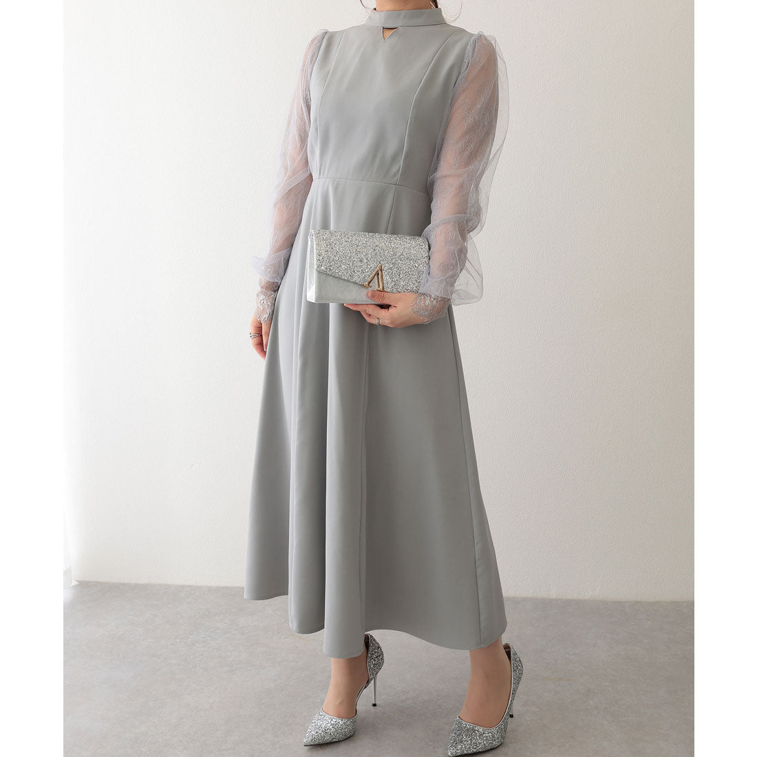 レースレディース Lace Ladies 2WAY グリッター フラップ スクエア パーティー バッグ （シルバー） シルバー