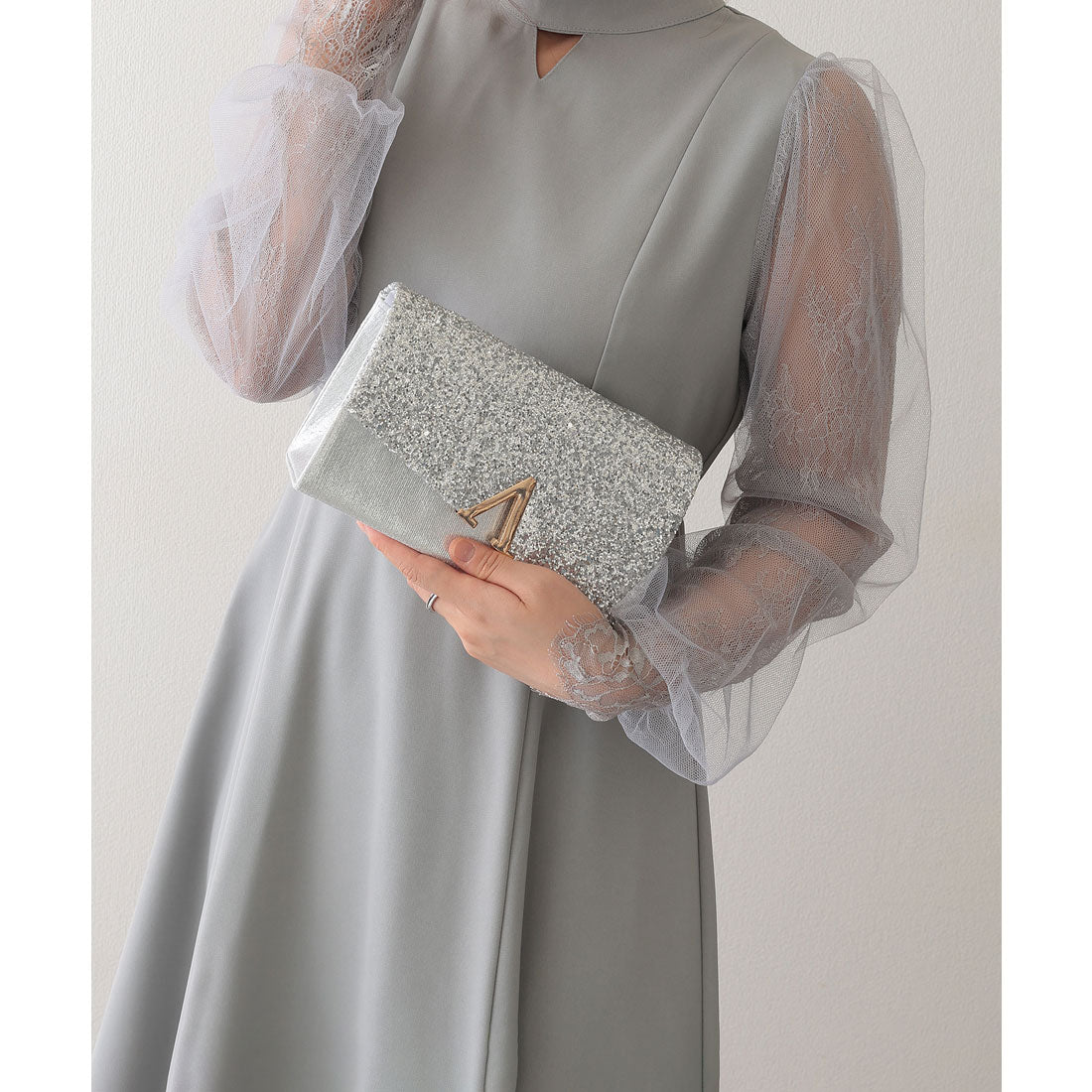 レースレディース Lace Ladies 2WAY グリッター フラップ スクエア パーティー バッグ （シルバー） シルバー