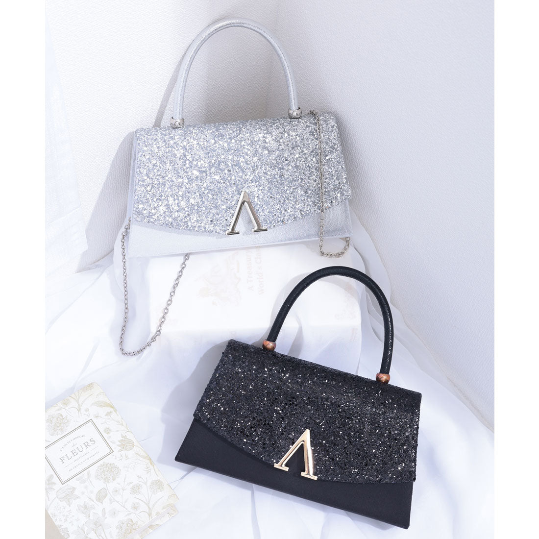 レースレディース Lace Ladies グリッター フラップ スマート 2WAY パーティーバッグ （ブラック） ブラック