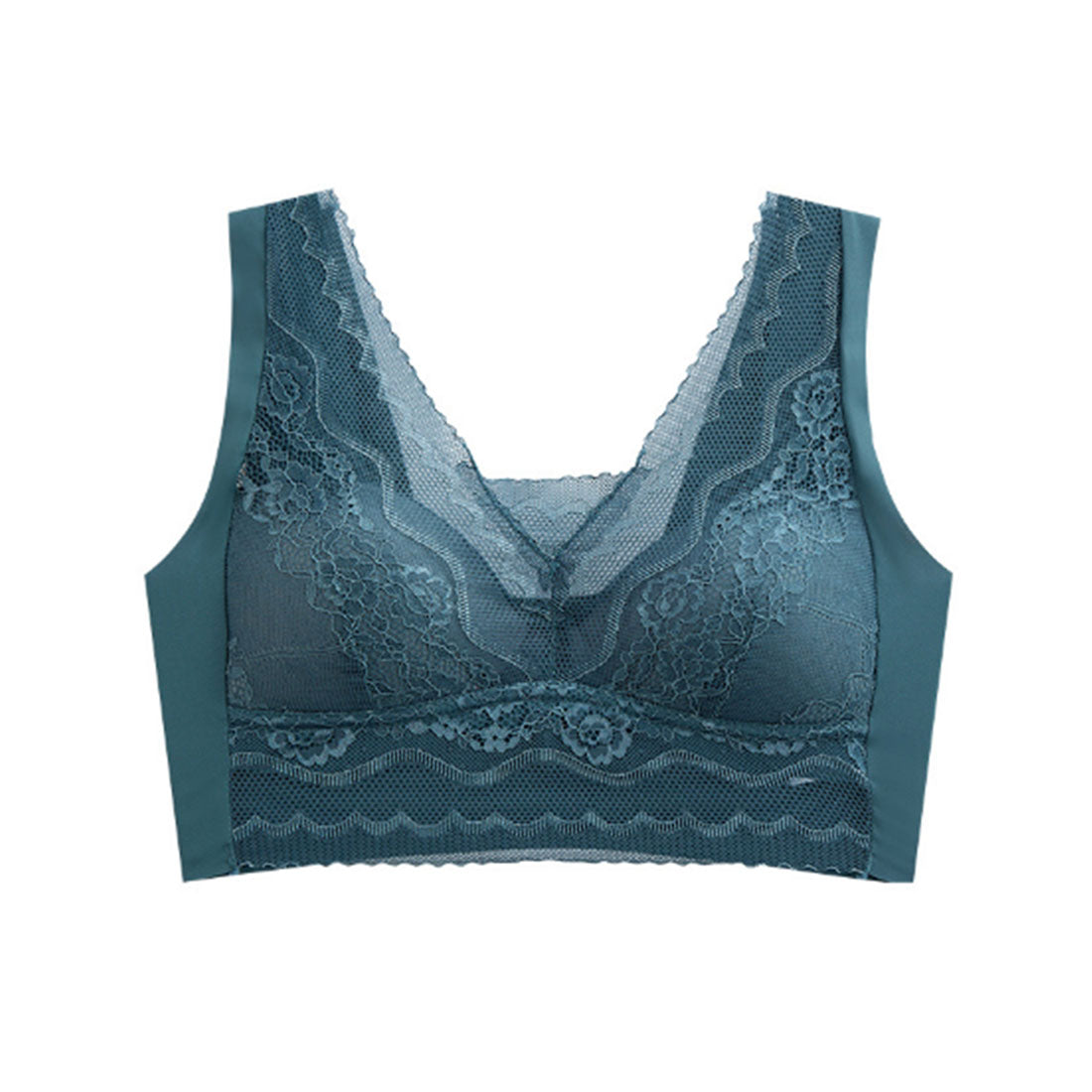 レースレディース Lace Ladies Vネック レース ドッキング ノンワイヤー ブラ （キャメル） キャメル