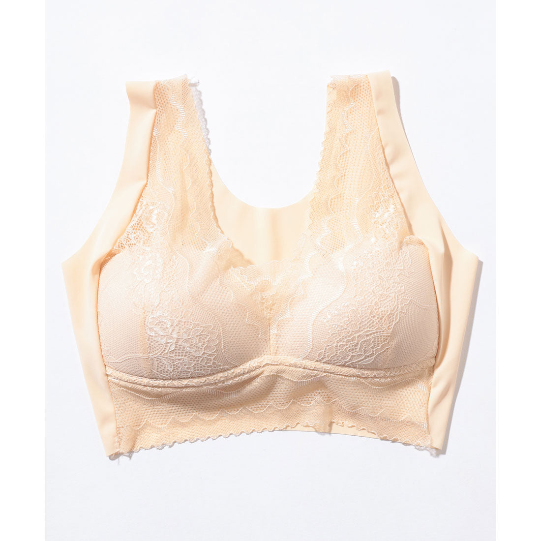 レースレディース Lace Ladies Vネック レース ドッキング ノンワイヤー ブラ （キャメル） キャメル