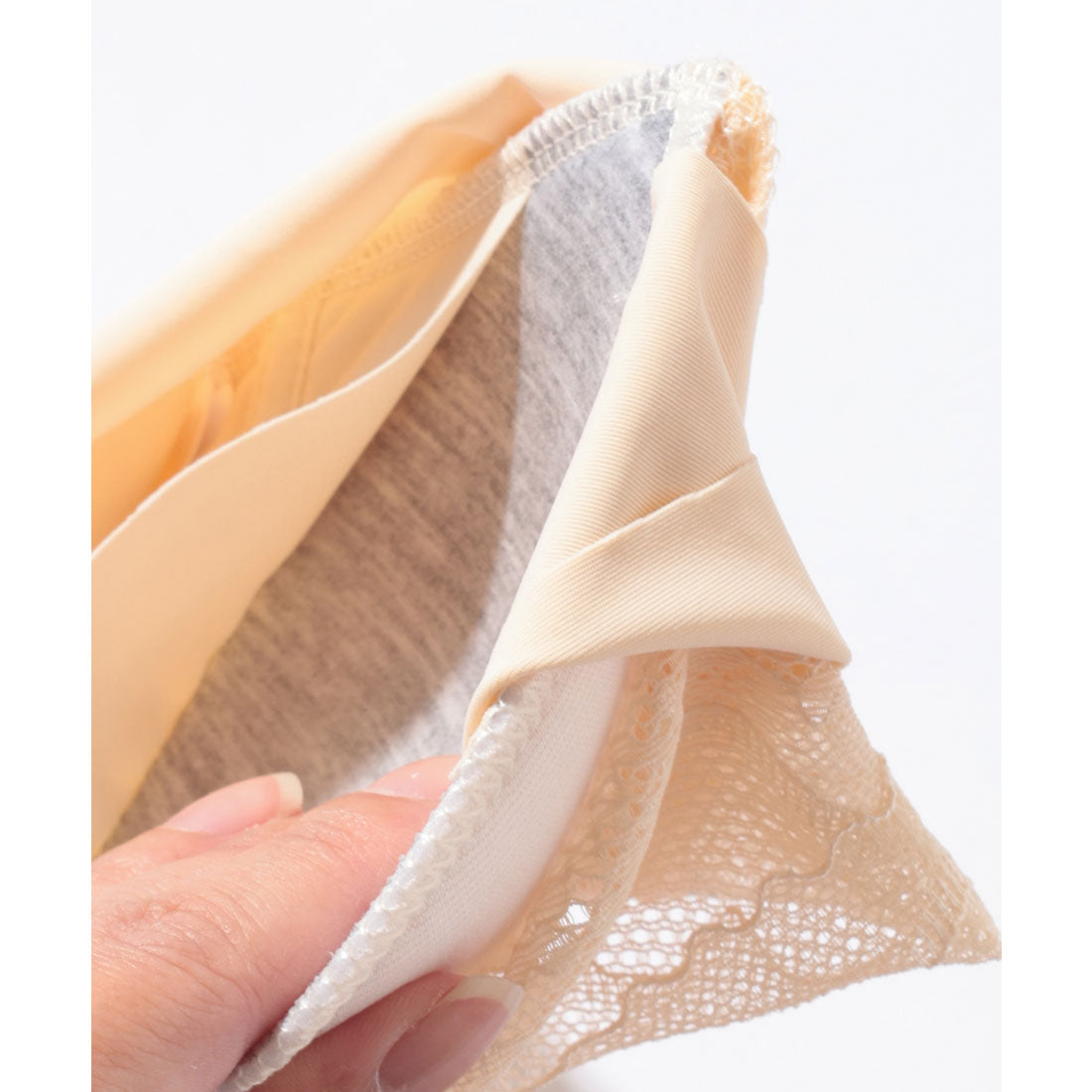 レースレディース Lace Ladies Vネック レース ドッキング ノンワイヤー ブラ （キャメル） キャメル