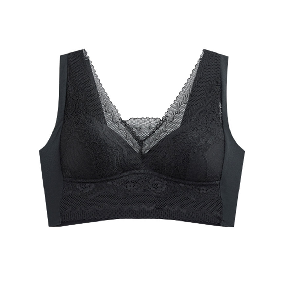 レースレディース Lace Ladies Vネック レース ドッキング ノンワイヤー ブラ （キャメル） キャメル