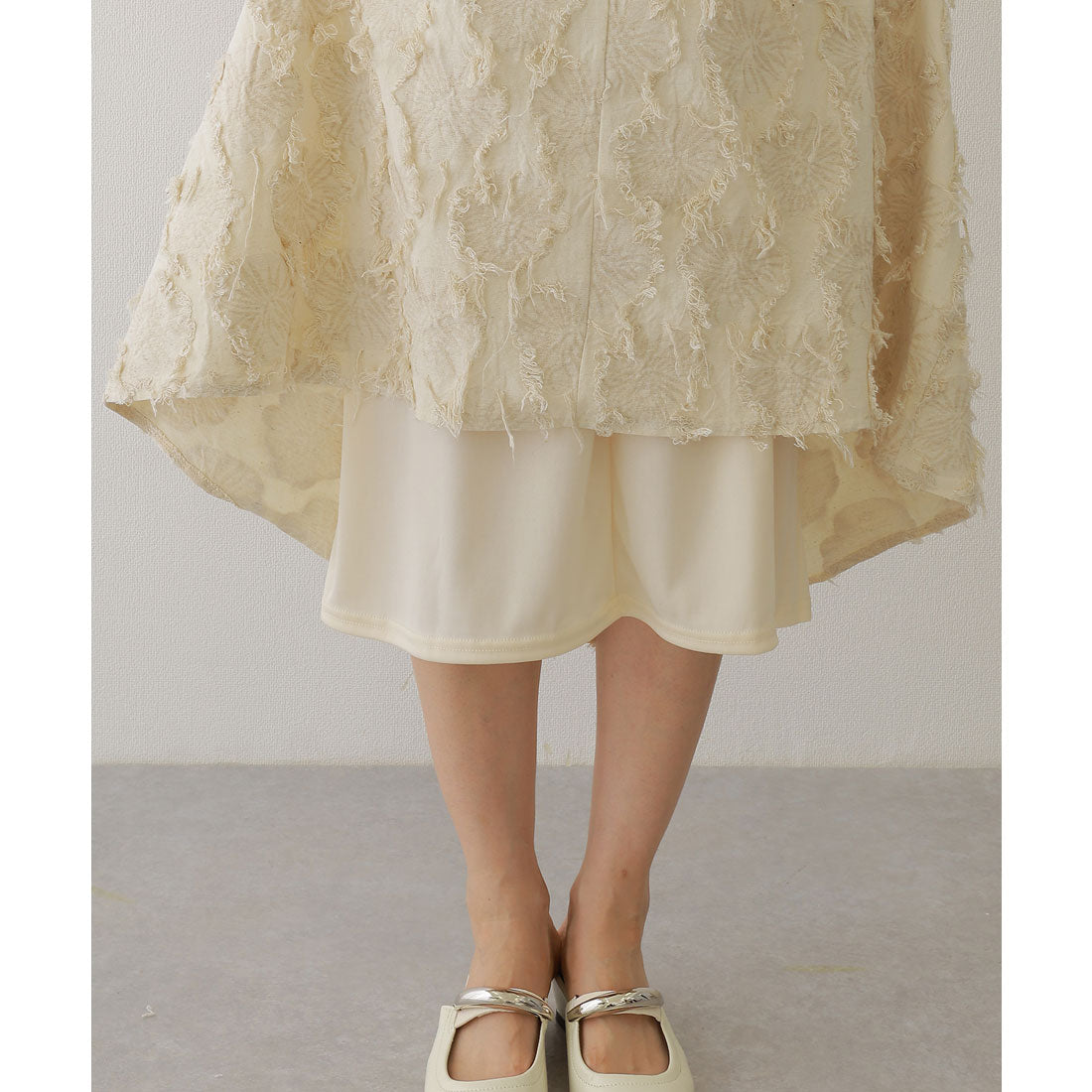 レースレディース Lace Ladies フリンジ デザイン マキシ丈 キャミソール ワンピース （ブラック） ブラック