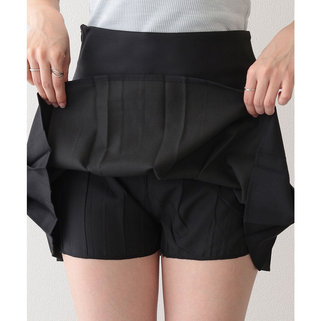 Lace Ladies High Waist Front Side Ribbon Pleated Skirt