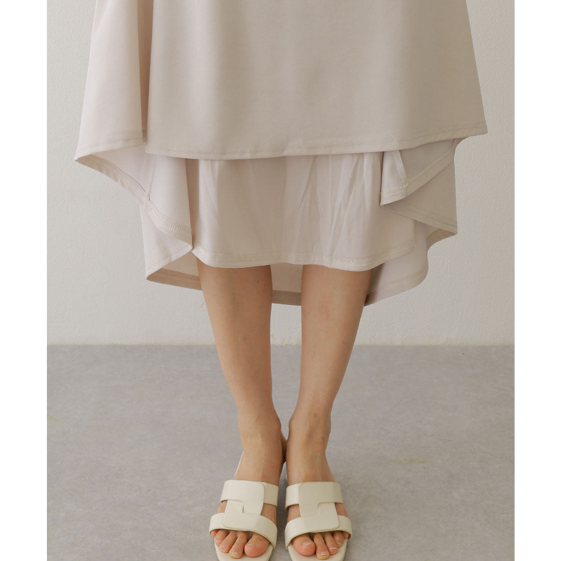 レースレディース Lace Ladies キーネック ウエスト タック 半袖 マキシ ワンピース （チャコールグレー） チャコールグレー