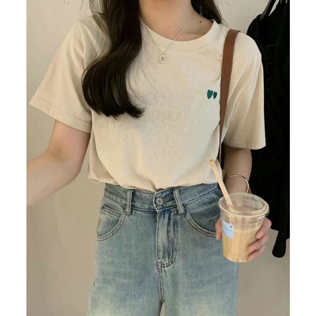 レースレディース Lace Ladies ハート 刺繍 クルーネック 半袖 Tシャツ （アイボリー） アイボリー
