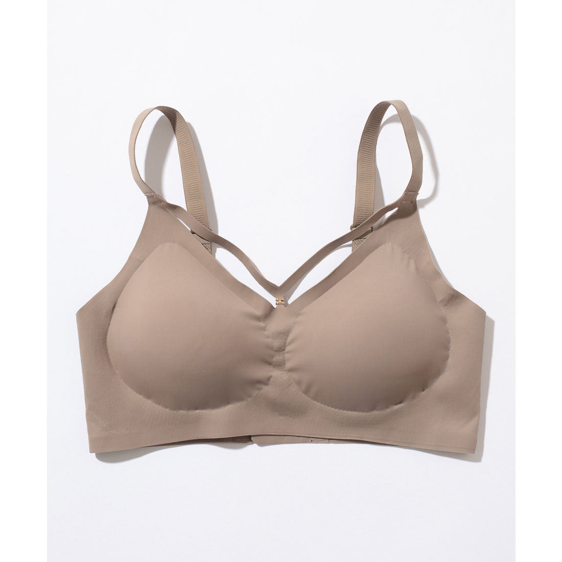 レースレディース Lace Ladies ソリッドカラー カットアウト風 ノンワイヤー シームレス ブラ （ベージュ） ベージュ