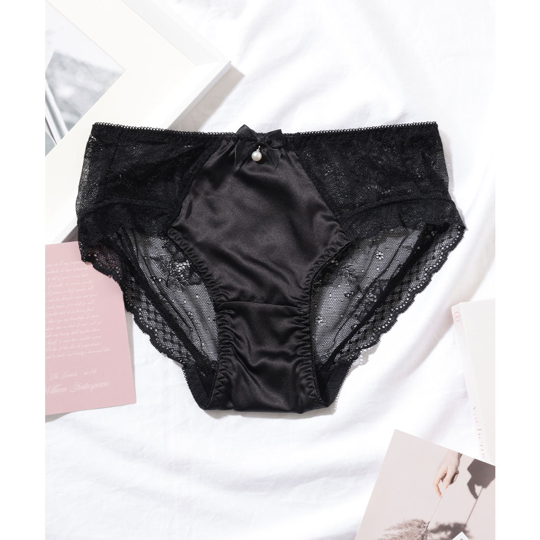 レースレディース Lace Ladies 【4枚セット】パール リボン レース ドッキング ショーツ【返品不可商品】 （4枚セット） 4枚セット