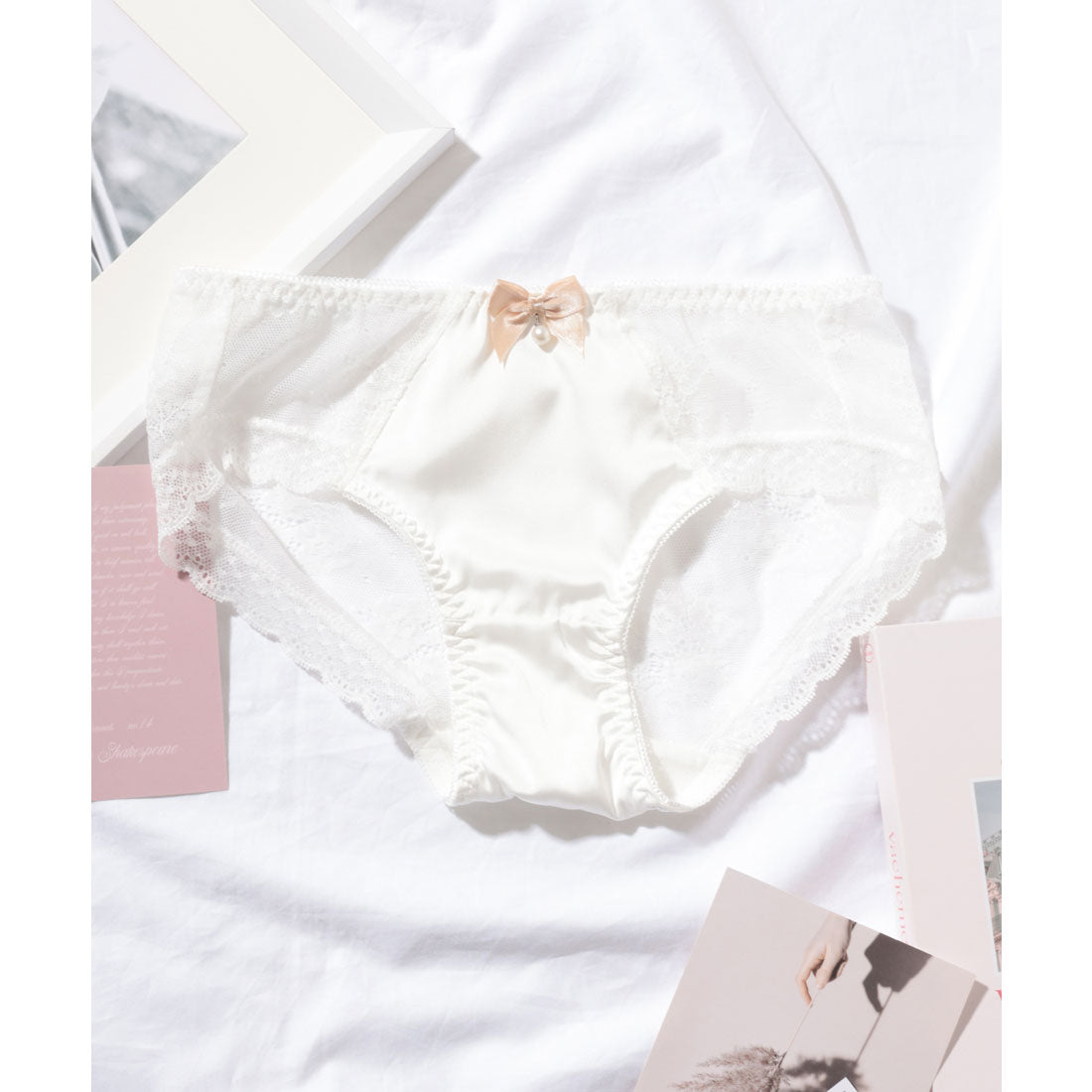 レースレディース Lace Ladies 【4枚セット】パール リボン レース ドッキング ショーツ【返品不可商品】 （4枚セット） 4枚セット