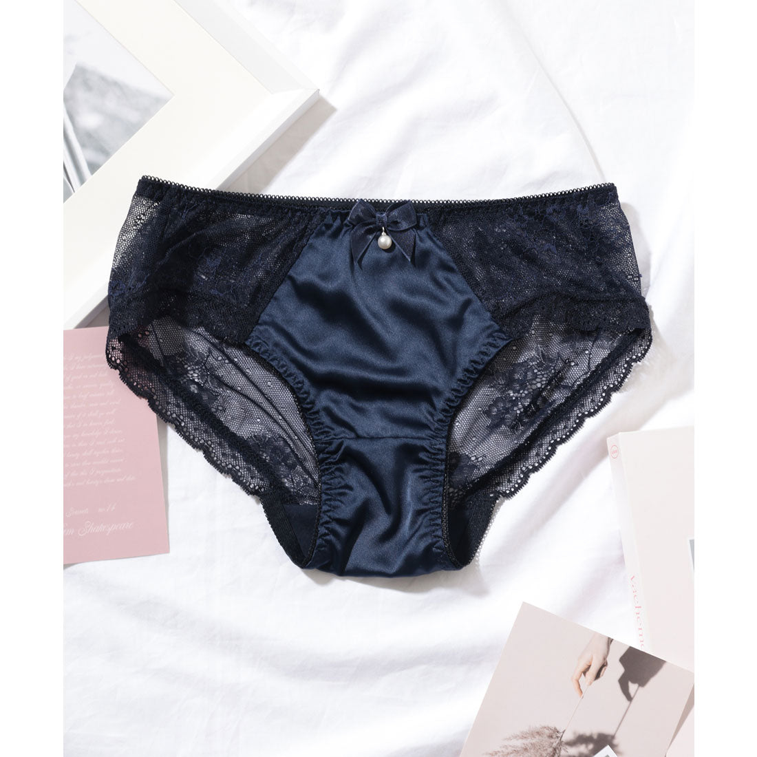 レースレディース Lace Ladies 【4枚セット】パール リボン レース ドッキング ショーツ【返品不可商品】 （4枚セット） 4枚セット