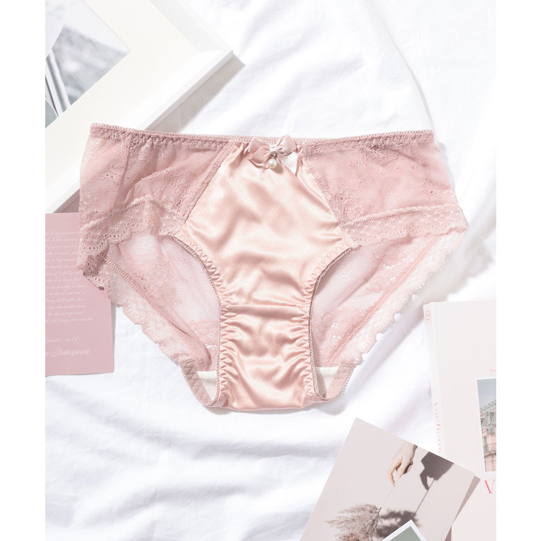 レースレディース Lace Ladies 【4枚セット】パール リボン レース ドッキング ショーツ【返品不可商品】 （4枚セット） 4枚セット