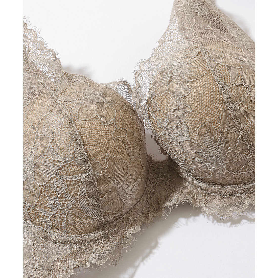 レースレディース Lace Ladies 【2点セット】Vカット スカラップ レース ブラ&ショーツ セット【返品不可商品】 （ピンク） ピンク