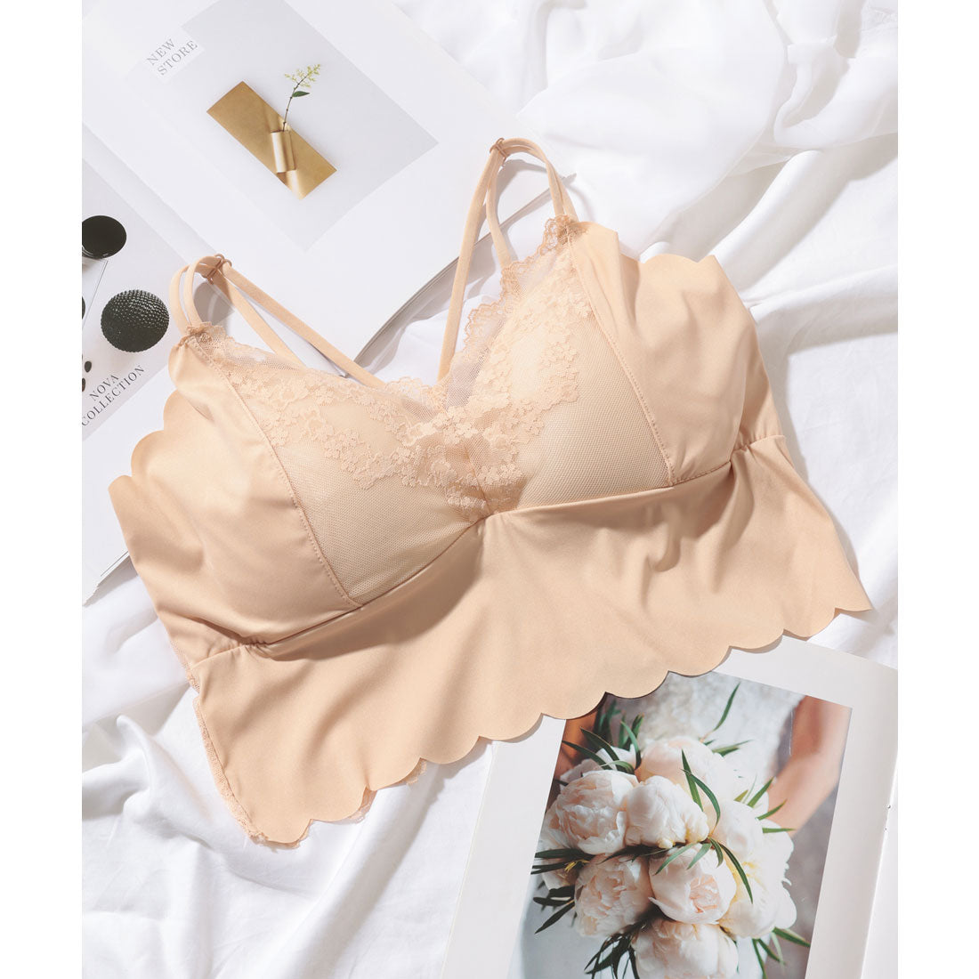 レースレディース Lace Ladies バックレース スカラップ ノンワイヤー