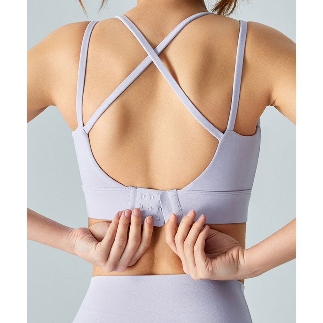 レースレディース Lace Ladies バック クロス ホック付き ヨガ ハーフトップ （ラベンダー） ラベンダー