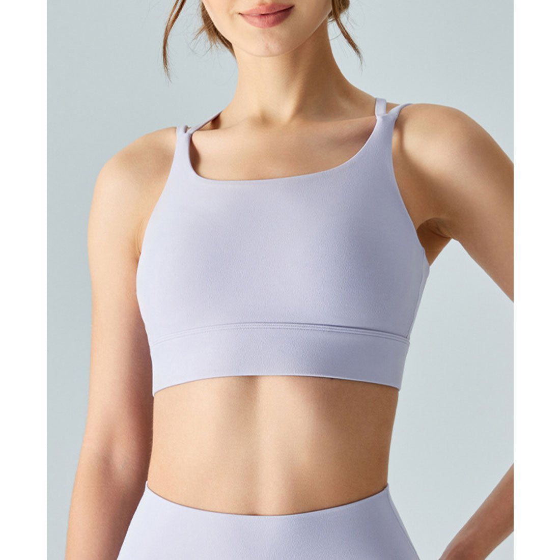 レースレディース Lace Ladies バック クロス ホック付き ヨガ ハーフトップ （ラベンダー） ラベンダー