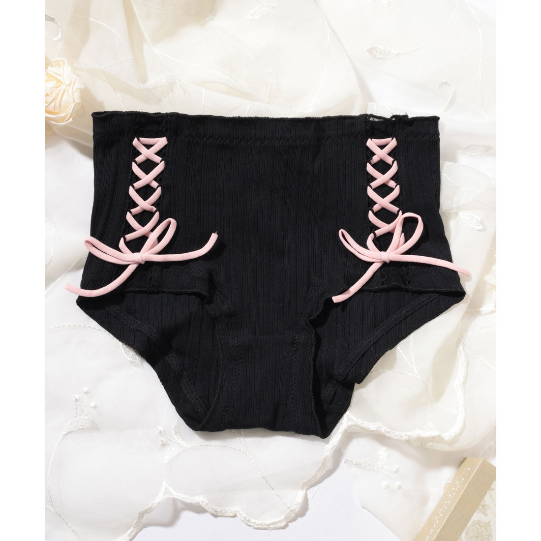 レースレディース Lace Ladies 【3枚セット】サイド レースアップ ミドル ショーツ （3枚セット） 3枚セット