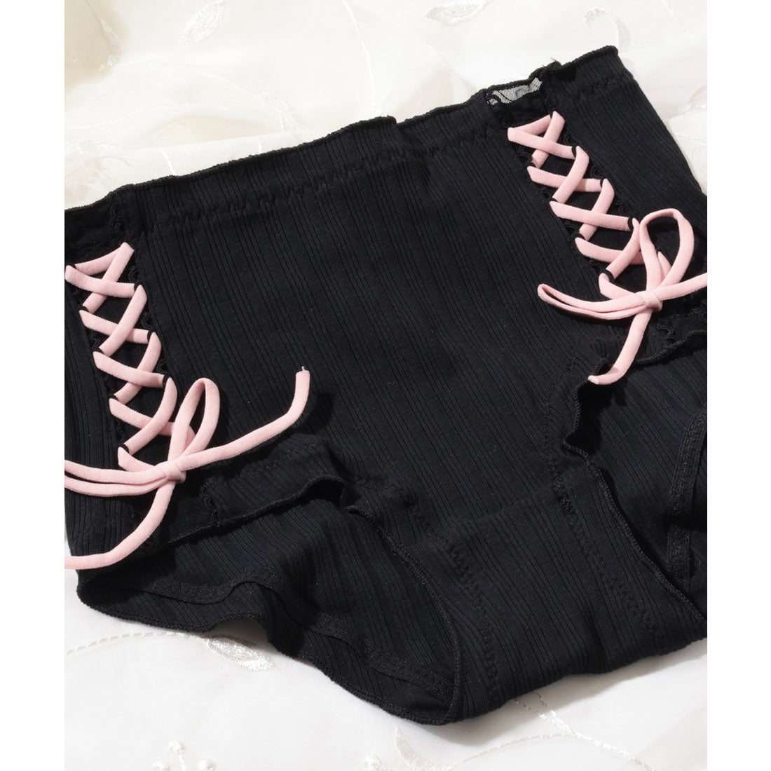 レースレディース Lace Ladies 【3枚セット】サイド レースアップ ミドル ショーツ （3枚セット） 3枚セット