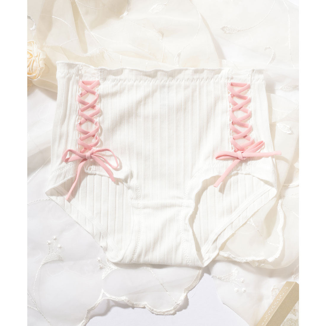 レースレディース Lace Ladies 【3枚セット】サイド レースアップ ミドル ショーツ （3枚セット） 3枚セット