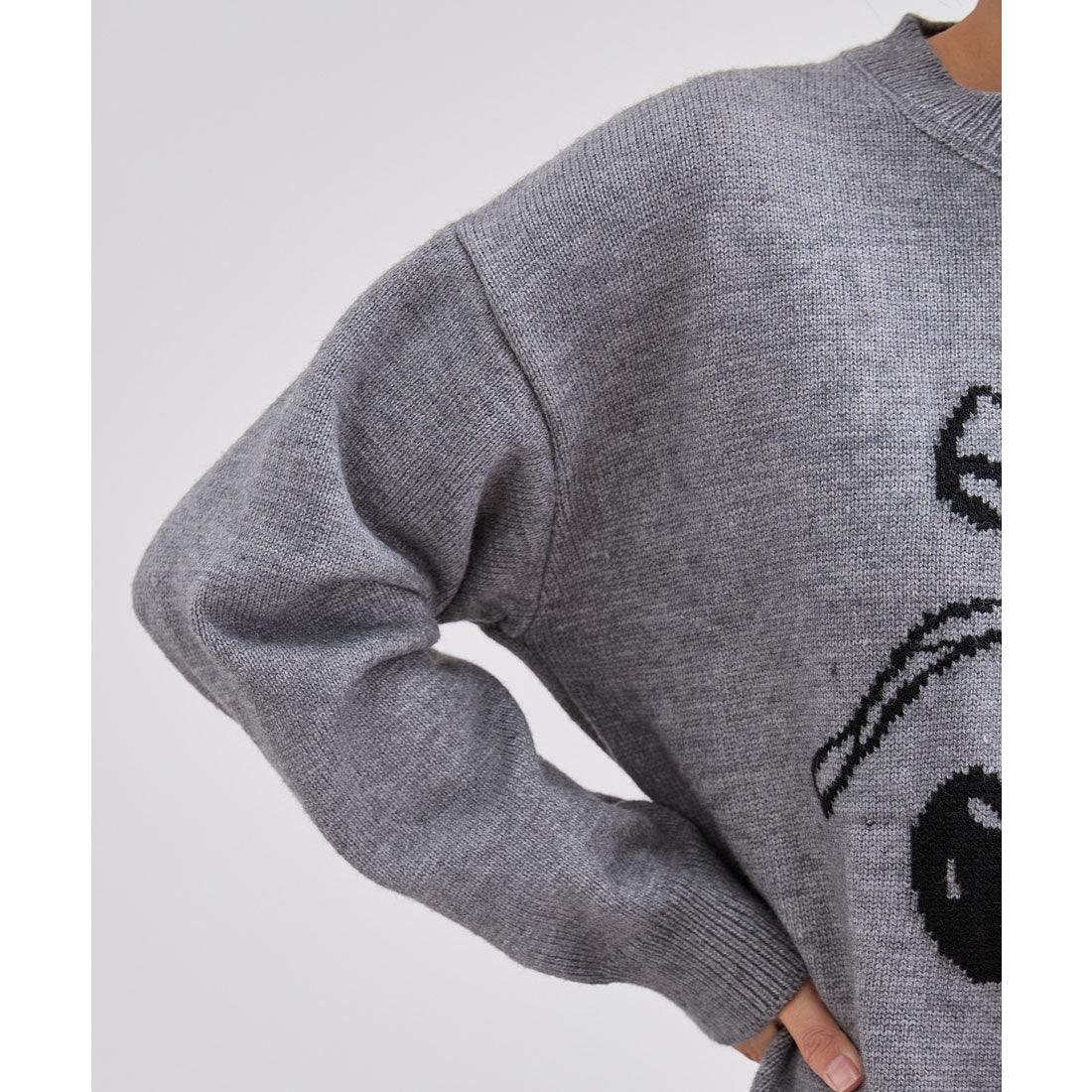 レースレディース Lace Ladies チェリー柄 配色 クルーネック ニット プルオーバー （グレー） グレー