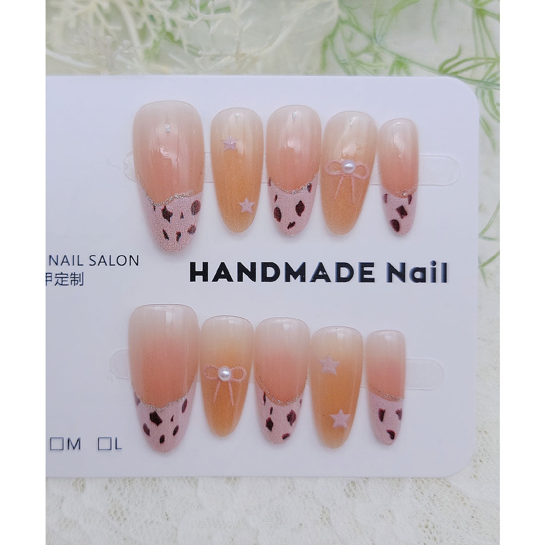 レースレディース Lace Ladies パール付き リボン アート フレンチ ネイルチップ【返品不可商品】 （B） B
